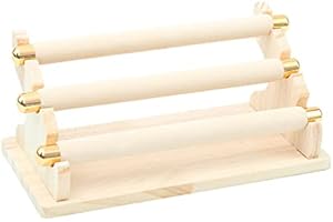 VOXIN Pvczool Supporto per Espositore per Gioielli in Legno a 3 Livelli, Espositore per Vetrina per Gioielli Barra a T e Organizer per Albicocca