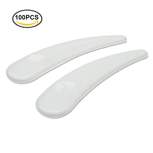 G2PLUS Waxing Spatulas Moisturizing Night Cream Spatula 100 PCS Small Plastic Spoons Disposable Lip Stick Applicator Face Make Up Cream Mixer (Bent)