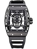Astarsport Herren Schädel analog Quarzwerk Uhren Silikon Riemen Schwarz 3987