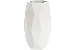 JUZAI 25 CM Vaso Fiori Bianco Ceramica per Pampas, Vaso Cilindrico Decorativo da Interno Design Moderno Elegante Classici