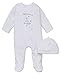 Little Me Unisex-Baby Unisex Baby 2 Piece Footie and Cap Set Patterned Opaque Long Sleeve Footie - White -
