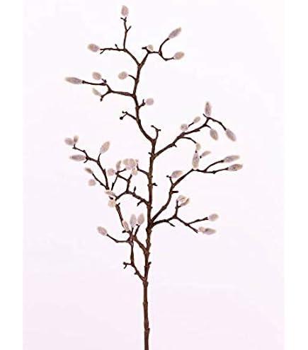 Ramo Di Magnolia Finta Asani, Bianco 70 Cm - Fiore Artificiale Effetto Naturale Per Arredamento