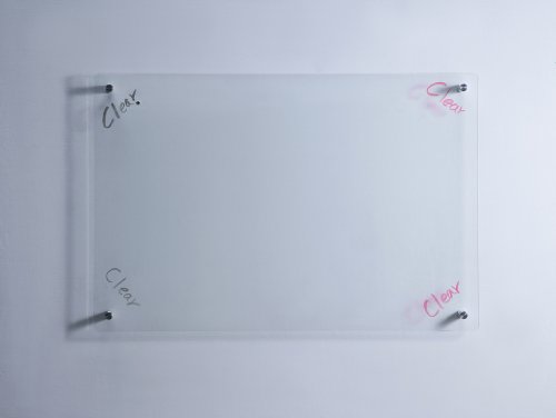 Pizarra Transparente de Borrado en Seco de Vidrio - 60 cm x 90 cm - 23 5 8  x 35 1 2  - Incluye Pizarra y Bandeja en Aluminio para Marcadores