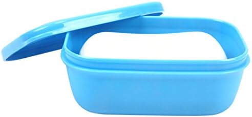 LTCT Rectangle Soap Box Blue Color Soap Dishes Portable Soap Case Travel With Lid Draining (Rectangle-Blue)