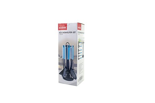 JOLTA® / SCHEFFLER stylisches 7 tlg Küchenhelfer Set inkl. Ständer Küchenbesteck Schöpfkelle, Pfannenwender, Schaumlöffel / Soßenlöffel, Ständer – Kelle – Bratenheber – Schaumkelle - 6
