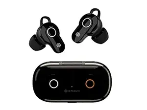Nu Republic Rouserbuds True Wireless Earphones (TWS), BT V5.0, Upto 18hrs Play Time, Compact Charging case, Secure fit, Voice Assistant/Siri with Mic-Black