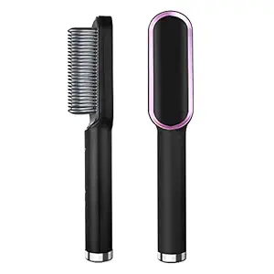 Hair Straightener - REXERA Hair Straightener Comb for Women & Men, Hair Styler, Straightener machine Brush/PTC Heating Electric Straightener with 5 Temperature Control Hair Straightener :- Black Color