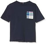  Tommy Hilfiger Fashion Madras Pocket S/s Camiseta, Azul (Black Iris 002), 98 (Talla del Fabricante: 3) para Niños
