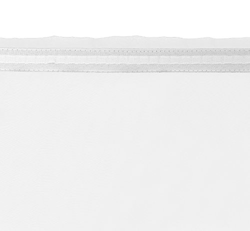 Gardine Vorhang Transparent Kräuselband in Weiss 245×140 cm (Höhe x Breite) | Dekoschal Voile Uni – einfarbig | Universalband Fensterschal Store | Fertiggardine - 2