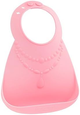 Make My Day Soft Silicone Baby Bib Pink Pearls by Make My Day