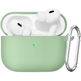 Soft Yumuşak Lansman Esnek Silikon Airpods Pro 3 ile Uyumlu İ&ccedil;i Kadife Kulaklık Kılıfı ve Karabina Anahtarlık Fıstık Yeşil