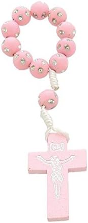 Set of 5 Finger Rosary with Rhinestones l.9 – Pink