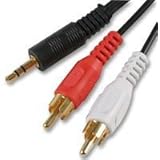 Cable-Core 3.5mm Jack to 2 x RCA Phono Stereo Audio Cable 1m Lead