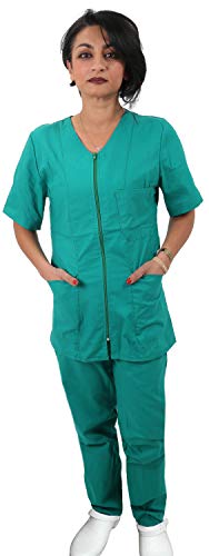 Petersabitidalavoro Divisa Completa Infermiere da Donna Verde con Zip Sanitaria OSS da Lavoro per Ospedale ESTETICA (s, Verde)