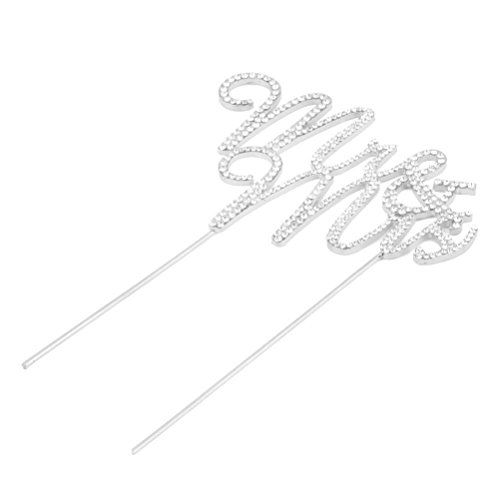 VORCOOL MR Mrs Hochzeitstorte Topper Strassstein Kuchendeckel (Silber) - 4