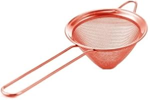 COCKTAIL7 Passoire Fine Chinois Cuivre Ronde Bar Restaurant Cuisine Maille Fine Filtration Pulpe Pépins Tamis Cocktails Manche Double Fil et Poignée Légère Ø10cm