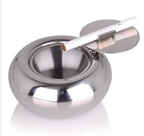 Zhixuan Ashtray Stainless Steel Drum Shape Modern Windproof Smokeless Ash Holder with Lid Cover