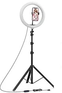 Buddymate 10 Inch Big Ring Light 3 Color Lightning Mode with 7 Feet Portable Tripod Stand for Photo Studio | Lightning and Video Shooting Suitable for All Mobile & Camera