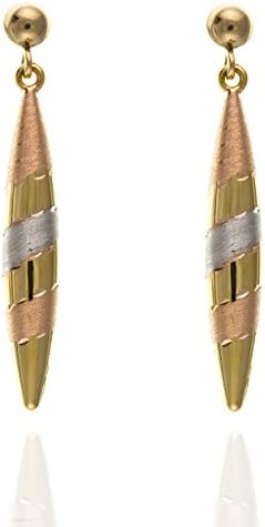 9ct Gold 3 Colour Long Bomb Earrings.
