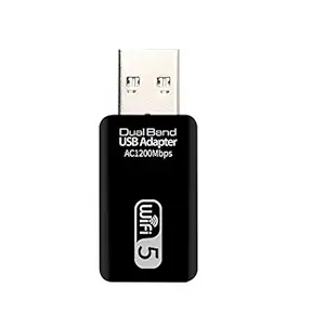 Microware 1200Mbps Dual Band 2.4G 5G Wireless Nano USB WiFi Adapter for Desktop PC Laptop Desktop Windows XP/Vista / 7-10 Mac