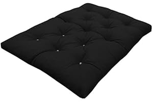 My Layabout Foam Crumb Futon Mattress | Roll Out Guest Bed | 10 Colours | 3 Sizes. (Double | 190cm x 125cm, Black)