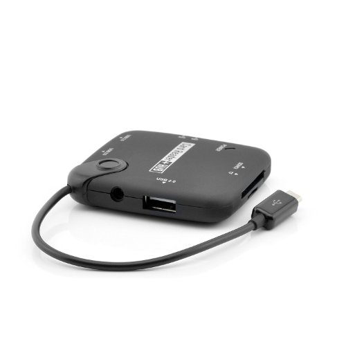 Saxonia. 7 in 1 OTG Adapter + Kartenleser Connection Kit für Samsung Galaxy Geräte | Farbe: schwarz - 3
