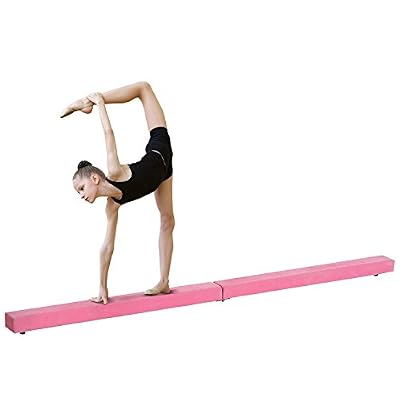 Homcom Poutre de gymnastique pliable poutre d'équilibre antidérapante 2,1 m revêtement daim