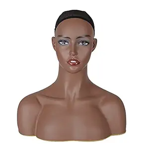 JINGFA Mannequin Head Model Black Female PVC Manikin Head Bust For Wig Display Styling