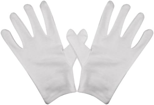 12 Pairs 100% Cotton White Gloves - health/music/canvas/work - Moisturising Lining Gloves - Small : 19.5*8.5cm