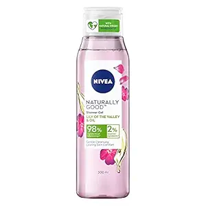 Nivea Naturally Good Body Wash,Lily of the Valley & Oil Shower Gel, No Parabens, Vegan Formula, 98% Natural Origin Ingredients for Gentle Cleansing, 300 ml
