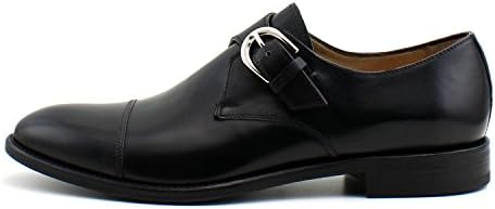 Giorgio Rea Men Shoes Elegant Lace UPS Handmade Shoes Made In Italy Genuine Calfskin Monk Strap Buckle (EUR 43 - UK 9 - US 10, Black)