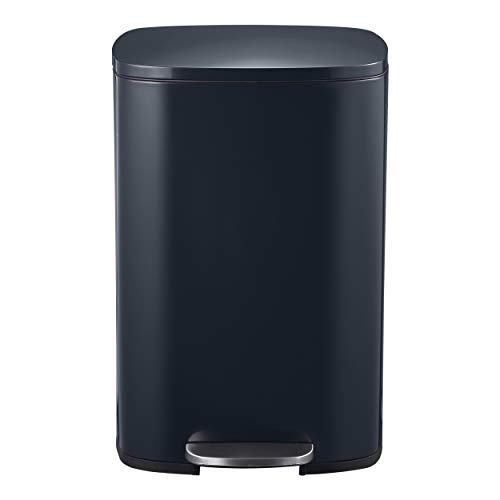 Mari Home Contenedor de Reciclaje | Cubo Basura 50L con Tapa Plana | para Dormitorio, Baño, Cocina, Jardín | Pedal y Cubo Interno | Negro