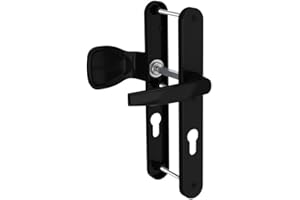 Bricard 7788923 Set of Handles on Emetal Plate, Stand and Spoiler for Front Door (European Cylinder), Black Lacquer
