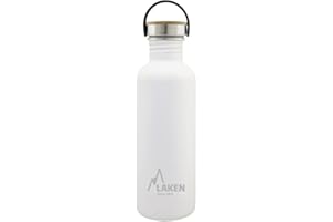 Laken Botella Agua Acero Inoxidable con Tapón Bamboo y Boca Ancha, 0.35L, 0.50L, 0.75L y 1L - Reutilizable, Ideal para Montaña, Camping, Deportes y más