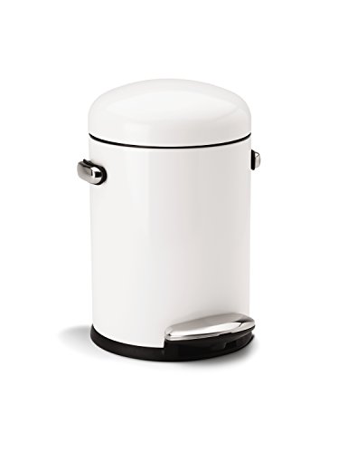 Simplehuman - Retro Treteimer - Mülleimer - 4,5 Liter - weißer Edelstahl
