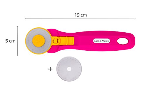 Guss & Mason Rollschneider 45 mm mit gratis Ersatzklinge in Pink, Blau, Grün. Stoffschneider für Stoff und Leder. Das perfekte Nähzubehör - 3