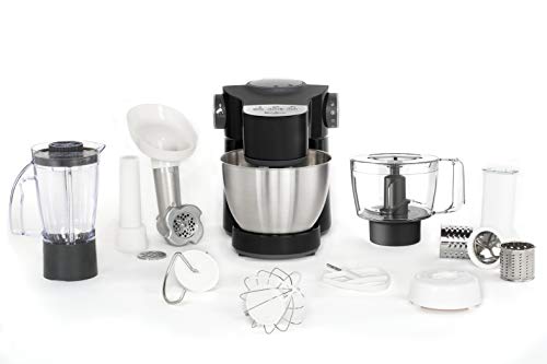 Moulinex wizzo qa3098b1 robot de resposteria avec kit pour pâte avec 4 accessoires de 1 L pour battre, raper, trancher et piquer, Douille en Acier inoxydable de 4 L anti-éclaboussures, 700 W