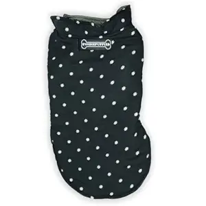Foodie Puppies Winter Ultra Warm Cotton-Padded Reversible White Tiny Flower Printed Jackets for Cold Weather for All Dogs & Puppies (Black Color) (26 Inch)