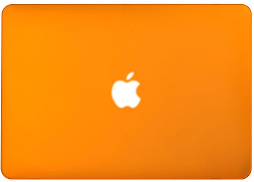 Topideal Schutzhülle, 3 in 1 Gummierte Matte, Seidenmatten, Satins, keramische Elemente, Schutzhülle für MacBook Air 33,8 cm (Modell: A1369 und A1466) + Tastatur-Cover + Displayschutzfolie orange EU/UK Keyboard Version - 4