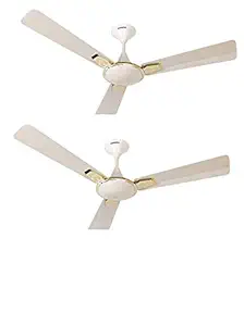 Crompton New Aura Designer 3D Anti-Dust Ceiling Fan with Duratech Technology - 1200 mm (Lotus Pearl White), Pack of 2