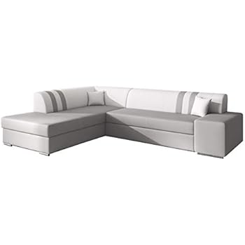 Meublo Canapé Dangle Convertibles Tissu Etou Simili Cuir Ellen Gris Blanc Tissu Et Simili Cuir Canapé Dangle Gauche