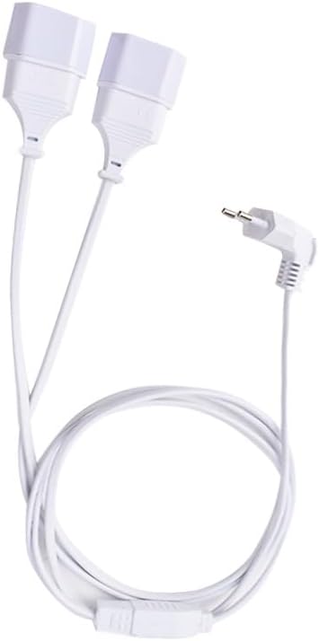 Cable Alargador 2 en 1 con Enchufe Europeo 50CM, Cables Alargadores Europeo de Corriente Acodado 250 V/2,5 A, Alargador Enchufe Plano 2 x 0,75 mm² para Televisores Monitor Consola de Juegos