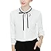 Price comparison product image Women Chiffon Blouses Long Sleeve Tops Ladies Elegant Office Work Bow Tie Neck Shirt Casual Solid Color Loose Tunic Top White Pink (White, M (UK:10 EU:36))
