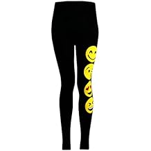 Chicas T- Shirts Y Polainas Emoji Emoticonos Caras Sonrientes Pantalones Elástico Bottoms Niños Edad Nueva 7 9 11 13 años