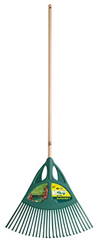 Leborgne Balai à gazon XL, Extra large, 27 dents, Largeur: 65 cm, Manche: 130 cm, Plastique robuste
