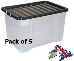 35L Large Big Plastic Storage Clear Box - Strong &amp; Stackable boxes - Pack of 3