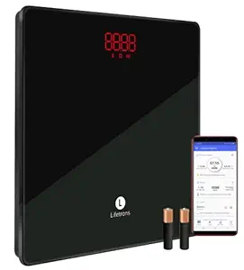 Lifetrons Thin Plus BMI Bluetooth Digital Body Weight Scale, Smart Weighing Bathroom Scale with Bright LED, Free Lifetrons Health App, batteries - BlackGray [No Body Fat Function]