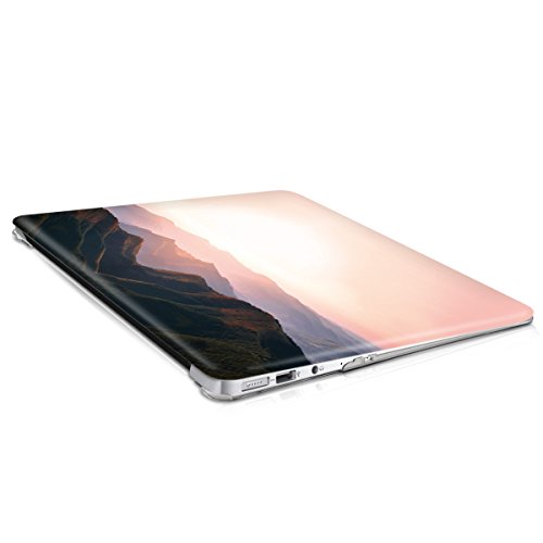 kwmobile Crystal Hülle für Apple MacBook Air 13″ (ab Mitte 2011) Hard Case – dünne durchsichtige transparente Schutzhülle Cover Tasche Berg Morgenröte Design Altrosa Schwarz Transparent - 9