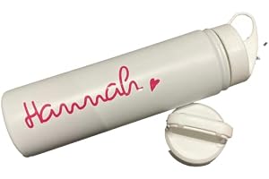 Water Bottle Island 2 lids Love Gift Personalised White hot or Cold Drinks Stainless Steel Straw