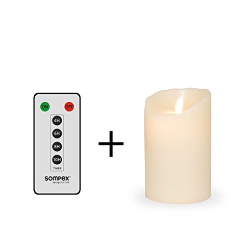 Preisvergleich Produktbild sompex Flame LED - Echtwachs Kerze Classic elfenbein MIT FERNBEDIENUNG! Bundle inklusive Fernbedienung!